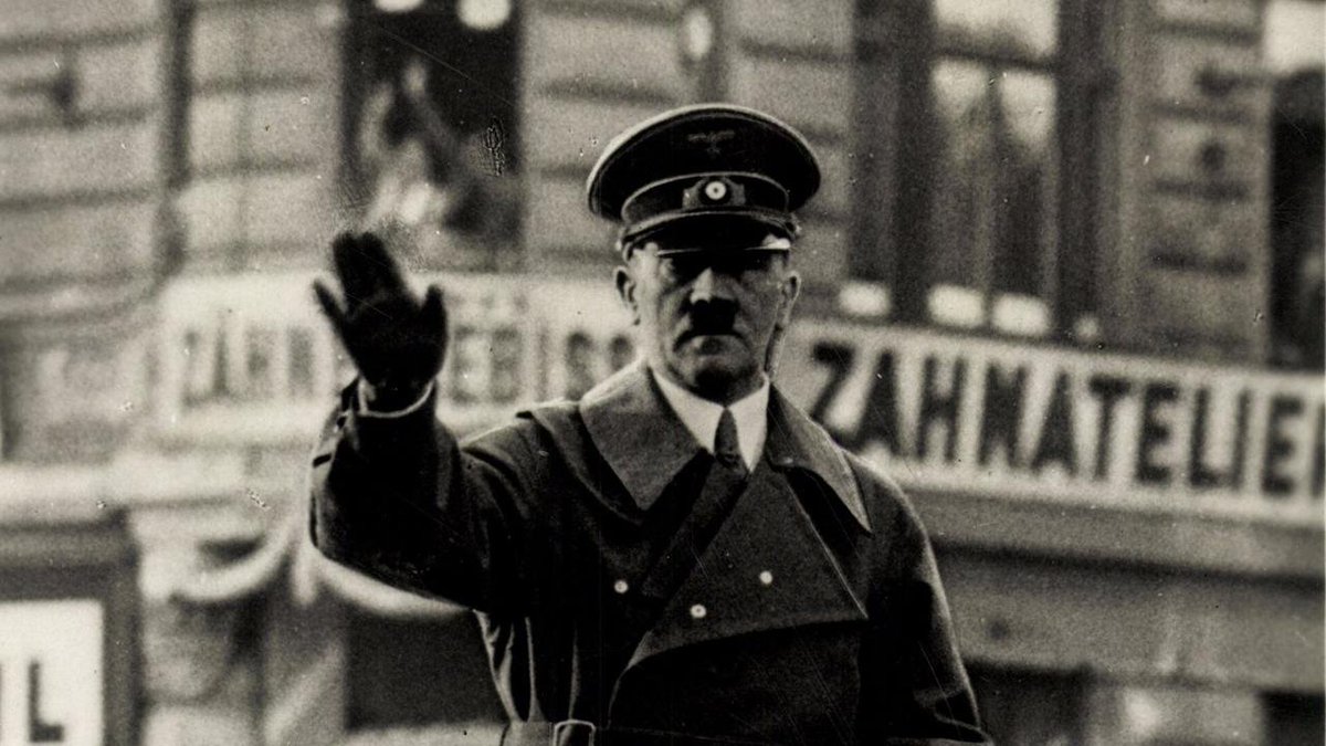 hwenne248's tweet photo. "Once I am in power, my first and foremost task will be the annihilation of the Jews. As soon as I have the power to do so, I will have gallows built in rows at the Marienplatz in Munich, for example, as many as traffic allows. 
Then the Jews will be hanged indiscriminately, https://t.co/sYurhWggqF