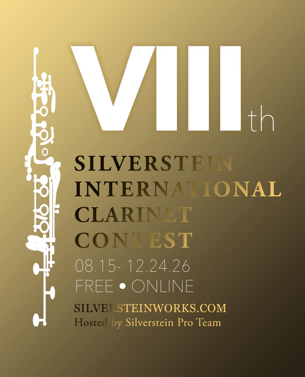 SilversteinWrks's tweet photo. The 8th edition of the Silverstein International Clarinet Contest officially begins today, August 1st!

As the first-ever online clarinet contest, we've built 8 years of history and heritage as the longest-running virtual clarinet competition in the world.

✨ Free to enter
✨ 100% virtual
✨ Open to clarinetists everywhere — no geographical, educational, or financial barriers

Just you, your music, and a global stage. 🌍🎵

Details on submissions and judging: https://t.co/g1lXahogEs

Follow along so you don't miss a beat 🔔

#SilversteinClarinetContest #SilversteinWorks #Clarinet #ClarinetPlayer #ClassicalMusic #MusicCompetition #ClarinetLife #VirtualCompetition #WoodwindPlayer