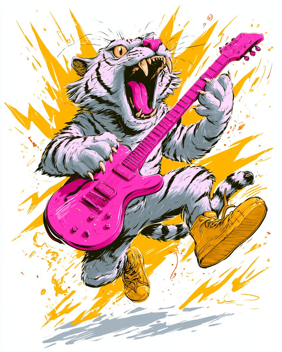 DiePlastikkarte's tweet photo. This punk rock tiger doesn’t just play guitar—it owns the whole stage. 🎸🐯
https://t.co/O1JHczhiaE
#Midjourney #MidjourneyPrompt #PromptBase #AIArt #AIArtists #PunkRockArt #TigerArt https://t.co/NQ1QLuTeat