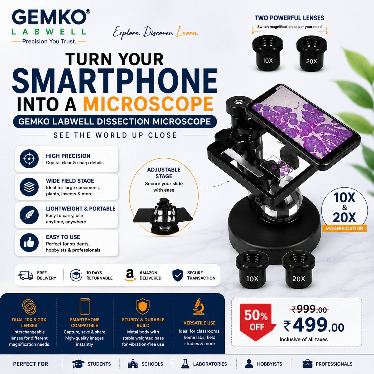 amarjit48313800's tweet photo. 🔬 Turn Your Smartphone Into a Microscope!

Capture every detail with the Gemko Labwell Dissection Microscope.

📱 Smartphone Compatible
🔍 10X &amp; 20X Lenses
🎓 Perfect for Students &amp; Labs
🛒 Shop Now:
 https://t.co/4i6MmhwcMq

#GemkoLabwell #Microscope #ScienceEducation https://t.co/9QkC5vCO8l