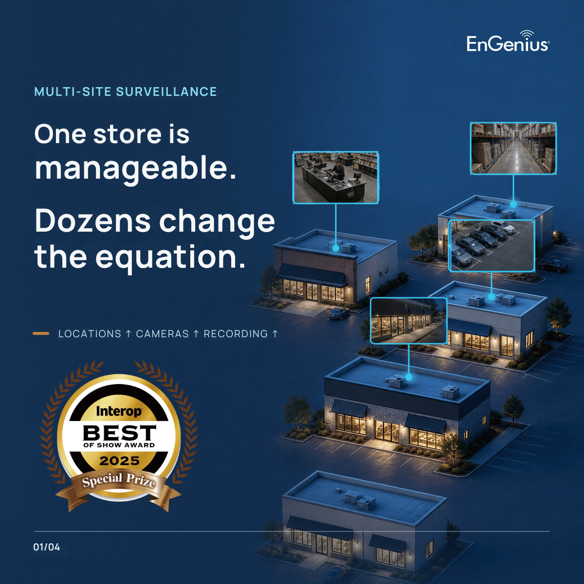 EngeniusTech's tweet photo. Managing surveillance across dozens of locations can strain bandwidth and cloud storage.

EnGenius takes a hybrid approach: video stays local, while metadata goes to the cloud for AI search, analysis, and multi-site visibility.

Learn more: https://t.co/6CgTHHu492 https://t.co/S5x2wtNfEc