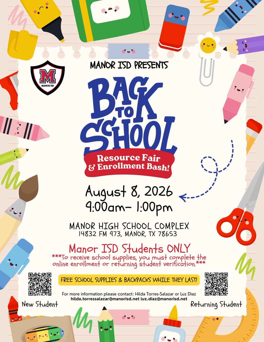 ManorISD's tweet photo. The Back to School Bash is ALMOST HERE!🎉 Spread the word & we'll see you there! #LeadTheWay🌟 https://t.co/IZxoZdGSoa