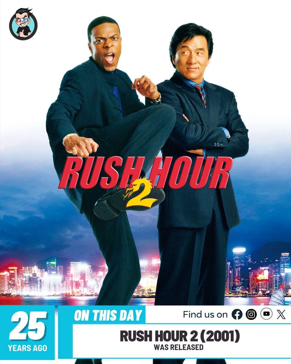 joblocom's tweet photo. Rush Hour 2 (2001) was released 25 years ago! 🎥
#RushHour2 #ActionComedy #JackieChan #ChrisTucker https://t.co/jNvaJN946Y