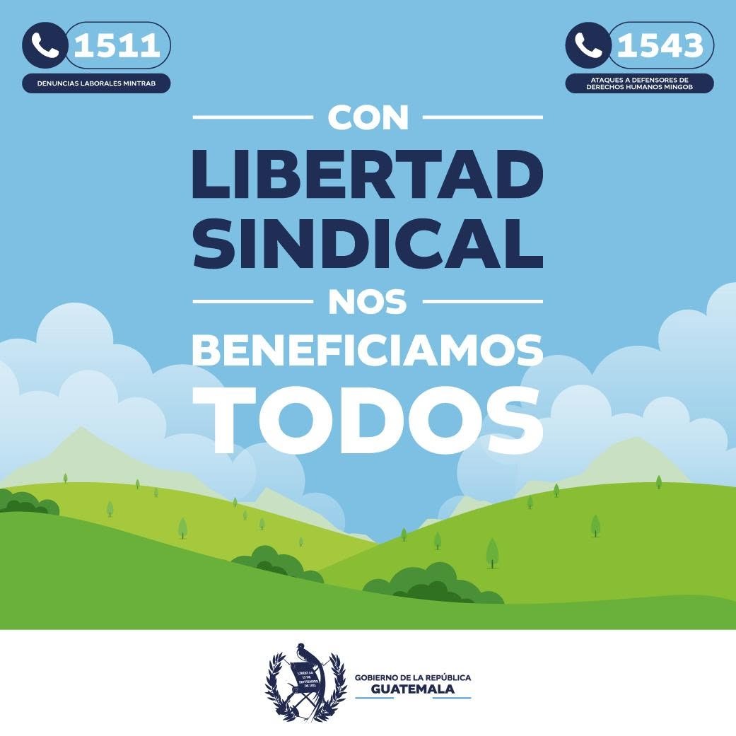 MINTRABAJOGuate's tweet photo. 💫 La libertad sindical es un derecho que los trabajadores y empleadores poseen para organizarse en sindicatos voluntariamente.

✅ Conoce la Guía de Libertad Sindical: https://t.co/7NMEuBuKG0 

#LibertadSindical #Negociacióncolectiva #ProtegerTransformarAvanzar https://t.co/nv1ps4Hbwl