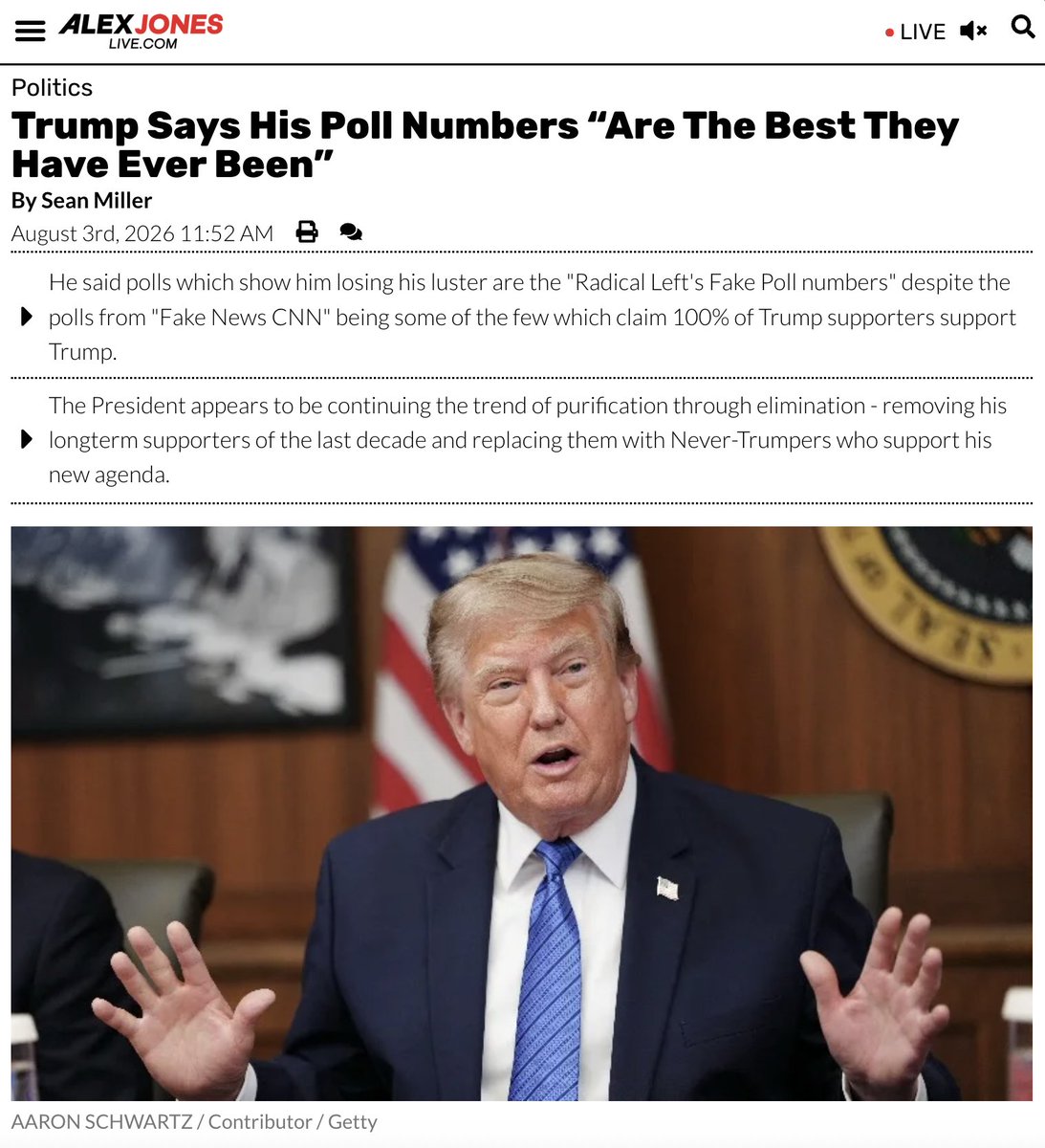 AJNlive's tweet photo. Trump Says His Poll Numbers “Are The Best They Have Ever Been”  

ғᴜʟʟ sᴛᴏʀʏ ʙᴇʟᴏᴡ https://t.co/CRSM6FvvNX
