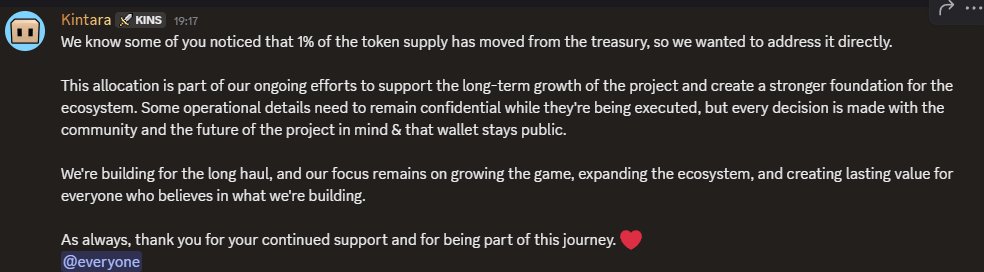 lost_in_web3's tweet photo. Kintara moving 1% from the treasury isn't the most interesting part of this announcement.

This is:

“Some operational details need to remain confidential while they're being executed.”

NDA until execution is complete?

CEX? Market maker? Strategic deal? 👀

Obviously pure speculation at this point, but that wording doesn't sound like a routine treasury transfer.

Worth watching the public wallet from here.

@PlayKintara and solana:Tqj8yFmagrg7oorpQkVGYR52r96RFTamvWfth9bpump