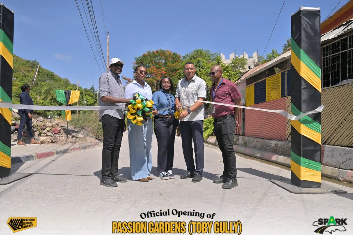 NWA_JA's tweet photo. July 30, 2026 marks another milestone in improving Jamaica's road network as the Government's J$45 billion SPARK Road Rehabilitation Programme officially opened the Bayview–Retreat Drive and Passion Gardens (Toby Gully), St. Andrew. 🛣💫
#NWAJamaica #SPARK #StAndrew https://t.co/fyc7eIdflj