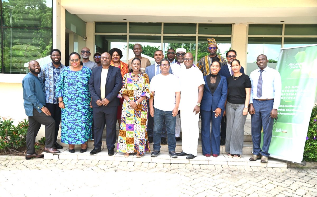 AU_HHS's tweet photo. A week ago in Accra🇬🇭, H.E @amma_twumamoah led the @AU_HHS Leadership &amp; Performance Retreat, building on t/inaugural staff retreat held in March. With participation from HR, Partnerships, Finance etc, t/retreat strengthened alignment &amp; a results-driven culture for better outcomes https://t.co/DCW4zwGKGk