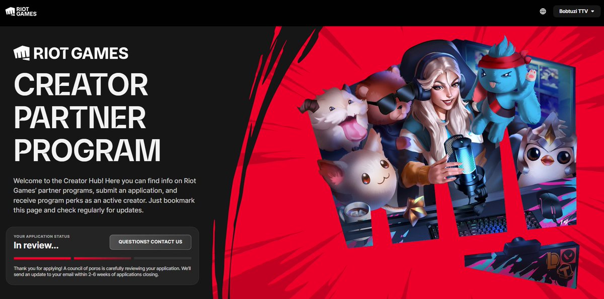Bobtuzi's tweet photo. Those of you who are creators, don't forget to apply for Riot's Partner Program whether you play @VALORANT @LeagueOfLegends or any other game, it's always worth applying to try! Wishing you all the best for the applications!!
https://t.co/Y12nlMUJ6K
Goodluck again!! https://t.co/nmVgw8PZQy