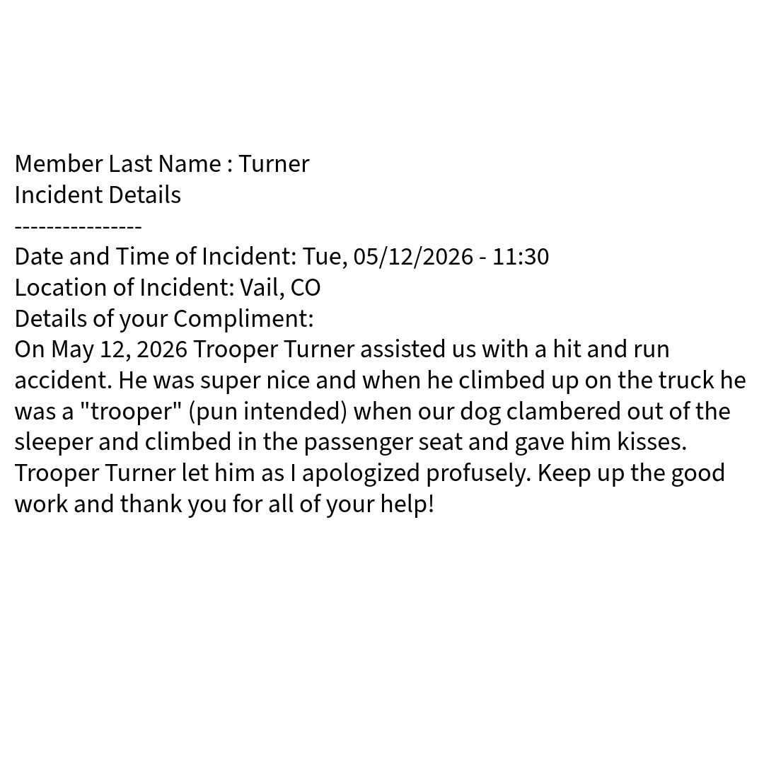 CSP_News's tweet photo. Trooper Turner assisted with a hit-and-run crash and was able to leave a good impression on not only the driver but also their dog. Keep up the good work, Trooper Turner! #PathForward https://t.co/uzyo2Kyf64