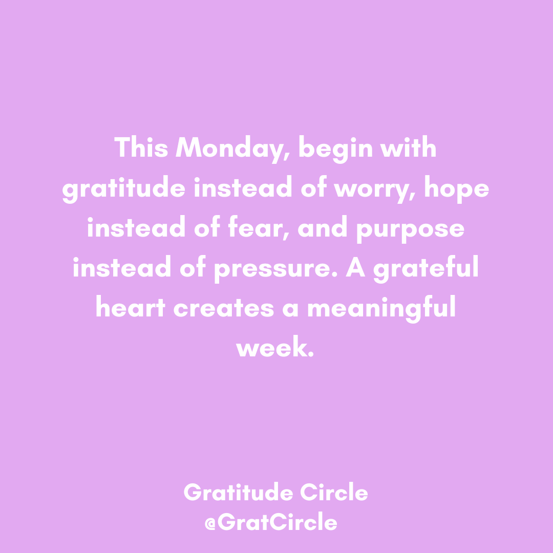 GratCircle's tweet photo. 💪Motivational Monday💪

Let go of what you can't control and choose gratitude over worry. 

Maintain this attitude for the day and week to help nurture your heart and mind.

#MotivationalMonday #GratitudeCircle #ChooseGratitude #MondayMotivation #GratefulHeart https://t.co/mrOxfRy4Km