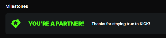 kick_xmandyv's tweet photo. At the start of my streaming career i never thought i would reach the partner status on any platform. since july '24 i have been streaming on kick and it made a huge change for me! start of 2026 i said im reaching partner and we reached it on 6.01.26 and never been happier before https://t.co/c0QYCm3yce