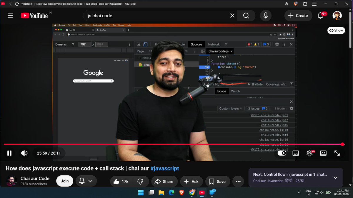 Avanishydvv's tweet photo. 🚀 Day 8 of learning JavaScript.

Today I learned how JavaScript executes code and how the Call Stack works.
Understanding what's happening behind the scenes makes debugging and writing code much easier. Every lecture is helping me build a stronger foundation. 💻
#JavaScript https://t.co/LXJeIxbaEK