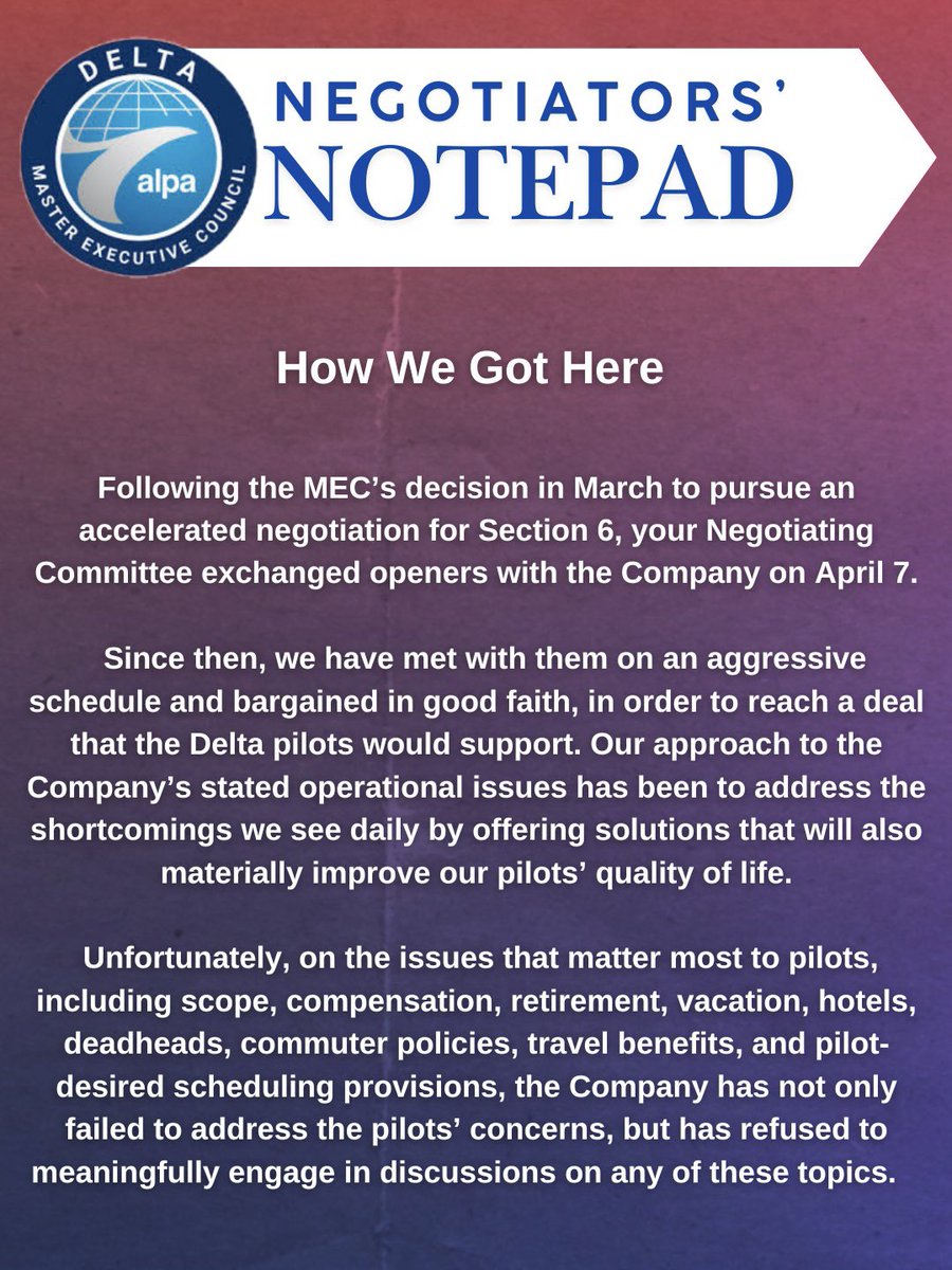 Delta_Pilots's tweet photo. Status of Negotiations https://t.co/jHOR4ZBrrQ