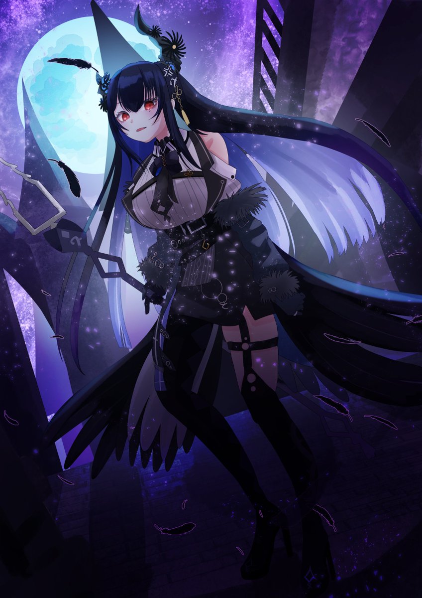 red_tabby222's tweet photo. Moonlight and Raven
#RavenCrafts #hololiveEN https://t.co/KlSGzso0M9