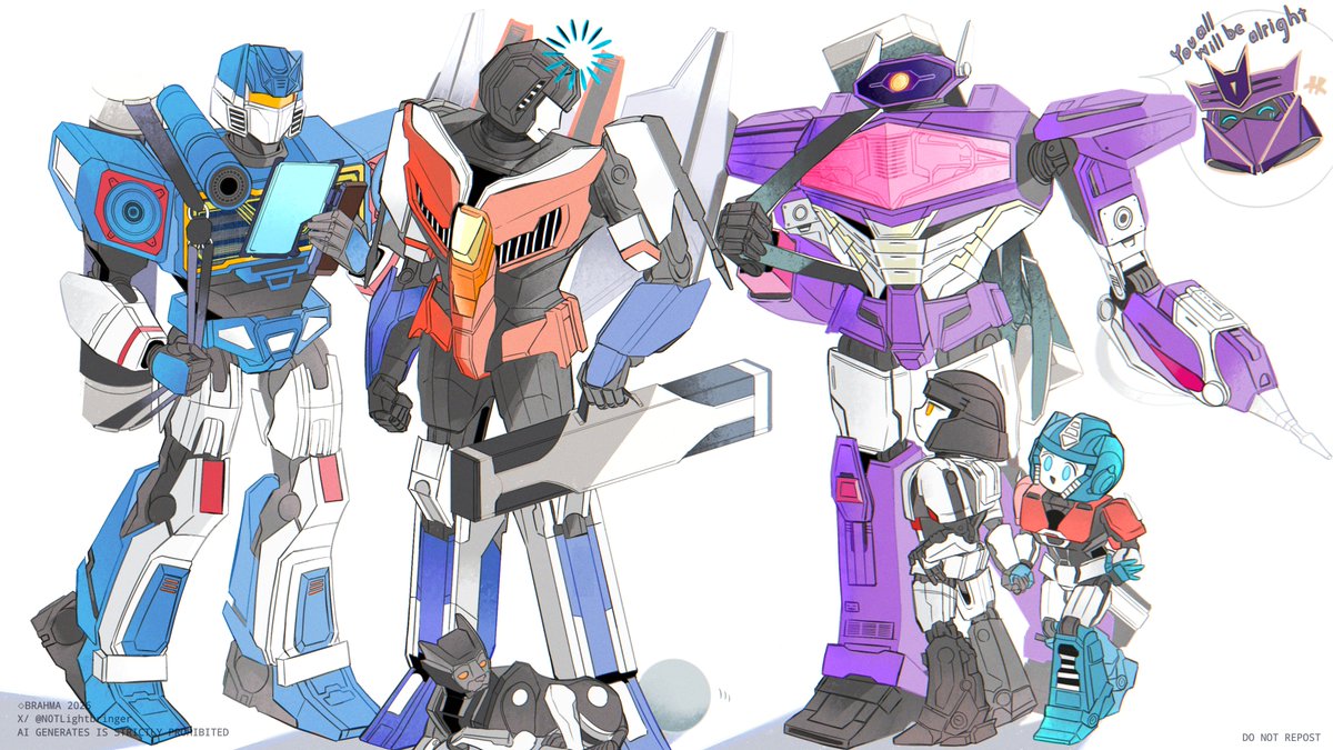 N0TLightbringer's tweet photo. Logically, our mission today is suffer 
#transformersone #soundwave #starscream #Shockwave #d16 #orionpax https://t.co/2BCTON8aEx