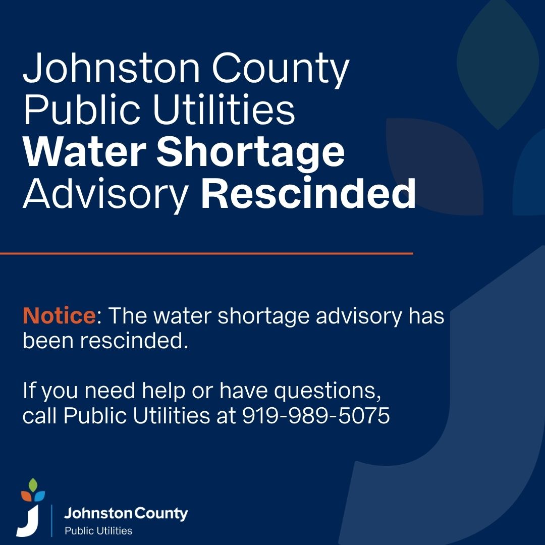 jocogovNC's tweet photo. Johnston County has officially rescinded the water shortage advisory issued on June 9, effective immediately. 

For more information visit: https://t.co/OSE73HkXnW https://t.co/ol8lPWHzyI