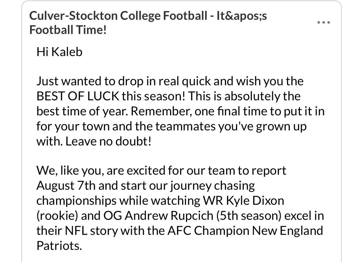 KalebNish's tweet photo. I Appreciate the message @CSCwildcatsFB 🙏
@CoachSallayCSC @CoachCutshaw @CoachHillmanCSC
@DFO_AJ 
Means a lot. Excited to go out and compete this season for my teammates and my town. Leave no doubt.
Wishing the Wildcats a strong year once y’all report on the 7th. Looking forward to following the program.
Work Hard, Pray Harder ⚡