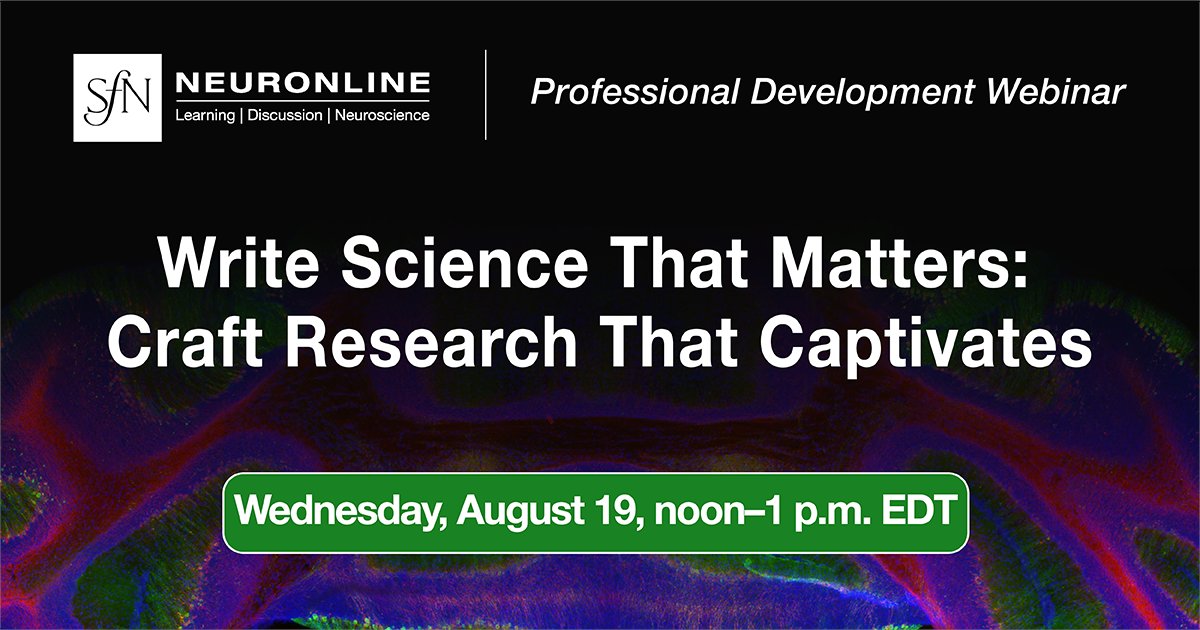 NeuronlineSfN's tweet photo. Join this interactive webinar to learn how to write compelling research summaries for funding applications, faculty positions, and public communications. Gain practical tips from science communication experts and bring your questions for the live Q&amp;A.
🔗: https://t.co/jHs4hc6p7f https://t.co/XnbhLEIhEV