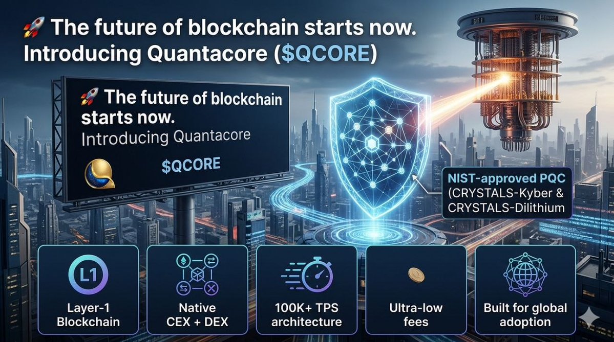 itsKarthik16's tweet photo. Quantacore is a nextgen Layer1 blockchain built for the post-quantum future
It uses advanced post-quantum cryptography to protect against future quantum computer attacks
@QuantaCore999
https://t.co/22K21wI3kd
#letshopequanta #web3 #layer1 #binance #massadoption #qcore https://t.co/C8eWSYeKPa