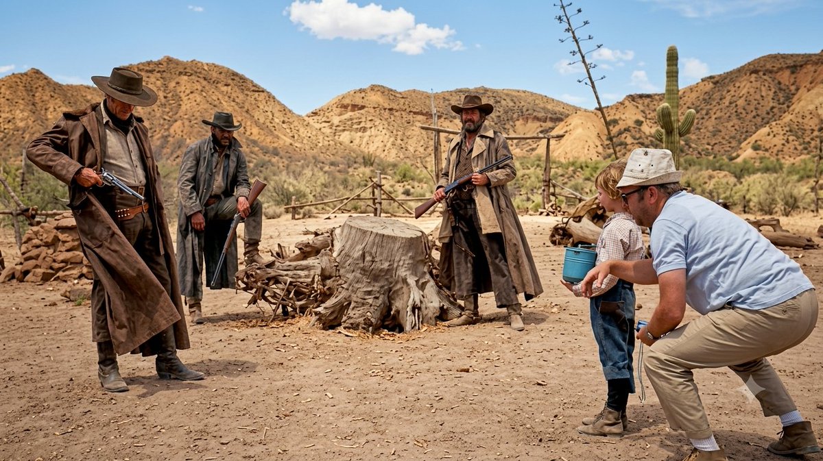 Simisadhillmus's tweet photo. Preparación de una de las escenas más memorables de la historia del #SpaghettiWestern.
La unión de talentos dio lugar a una secuencia que trascendió su tiempo y permanece como una de las cumbres del cine universal.
#RanchoLeone #sergioleone #enniomorricone #ToninoDelliColli https://t.co/xej1OtxKOE