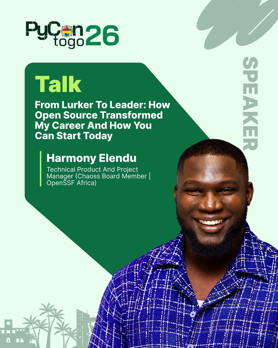 TgPycon's tweet photo. It is a tremendous honour for us to announce Harmony Elendu as a speaker at #PyConTogo26

Don’t miss this unique opportunity to network with leaders who are shaping the tech of tomorrow. Join us to transform your vision!

🎟️ Book your place now : https://t.co/mLGy3dBcaj https://t.co/jQtZ3j2SaJ