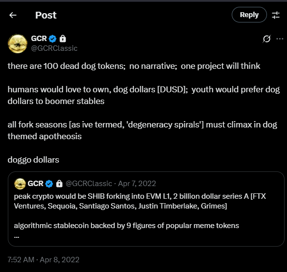 copperinu223's tweet photo. gcr talked about one meme currency multiple times and even gave it a ticker

dog dollars 
$DUSD

Lets bring his prophecy to life like $lmeow https://t.co/uEsRzH80zL