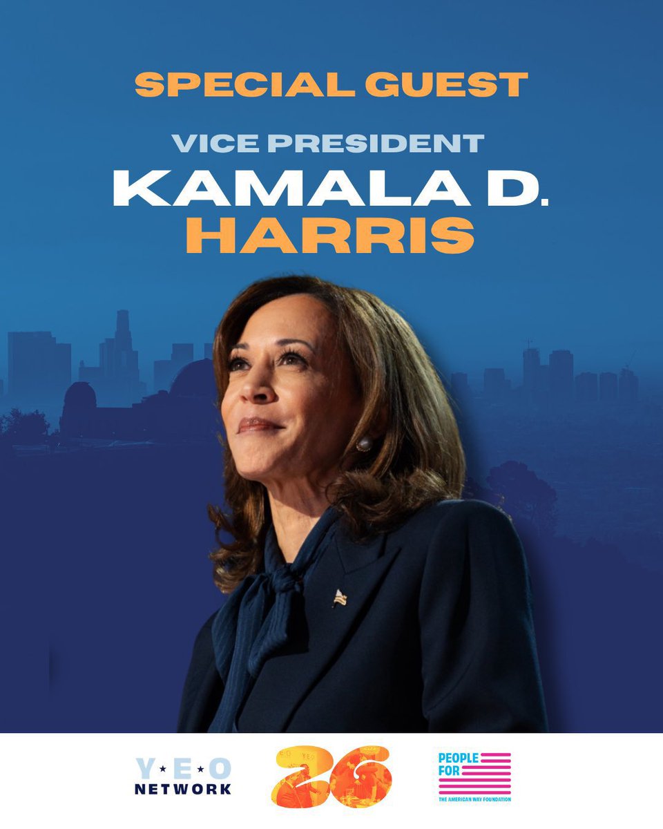 virtueemoir29's tweet photo. NEW: @KamalaHarris will be attending the 2026 Young Elected Officials National Convening in Los Angeles, held from August 6-9! 🤩

📸: @YEOnetwork https://t.co/pNiFaOrr9L