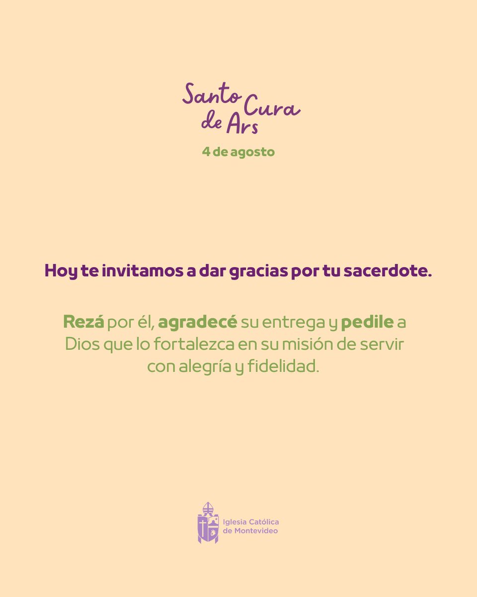 ICM_uy's tweet photo. Hoy celebramos al Santo Cura de Ars, patrono de los párrocos y sacerdotes🙌
Damos gracias a Dios por el servicio generoso de nuestros sacerdotes y por su entrega cotidiana a nuestra Iglesia💙
¡Etiquetá a tu párroco y saludalo en su día! 👇
#SantoCuraDeArs #CuraDeArs https://t.co/kC7gyayBrm