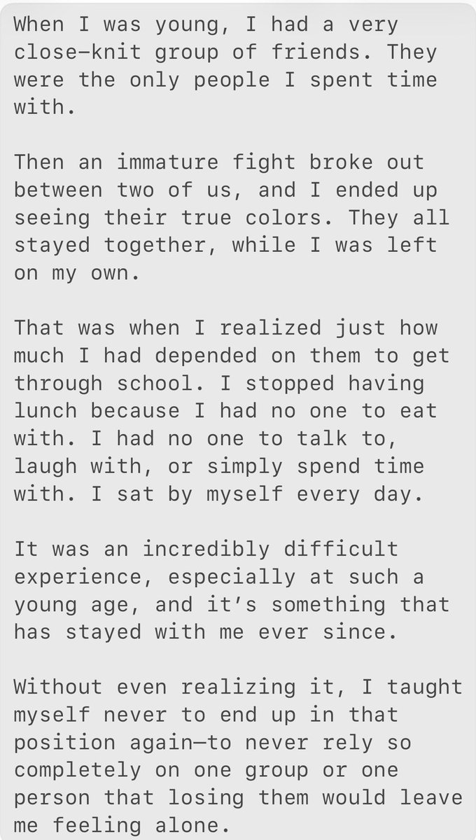 DerbyScooter's tweet photo. This is sooooo relatable.
I also do not get attached to people.
Can’t write why in one tweet so attaching a screenshot instead. https://t.co/9C374BoqfW
