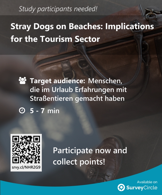 SurveyCircle's tweet photo. Participants needed for top-ranked study on SurveyCircle:
"Stray Dogs on Beaches: Implications for the Tourism Sector" via @SurveyCircle
#tourism #StrayAnimals #AnimalWelfare #DestinationAttractiveness #survey #surveycircle https://t.co/nQvvXoRd3t