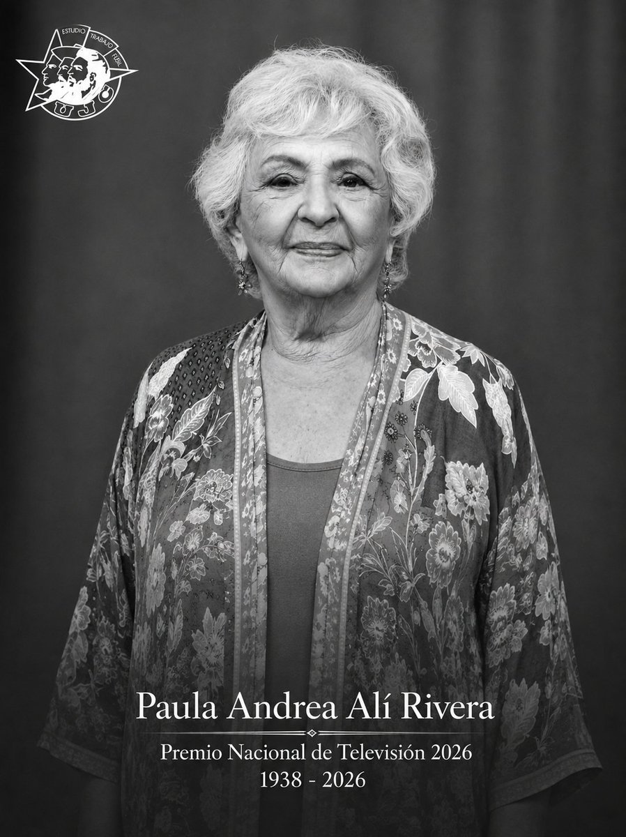 UJCdeCuba's tweet photo. 🕊| La actriz cubana Paula Alí falleció a los 88 años. Nacida en Candelaria (1938), tuvo una destacada trayectoria en televisión, cine y teatro. Galardonada con el Premio Nacional de Televisión en 2026, la Uneac destacó su versatilidad actoral y su entrañable legado.

#UJCdeCuba https://t.co/GxiGuU9obt