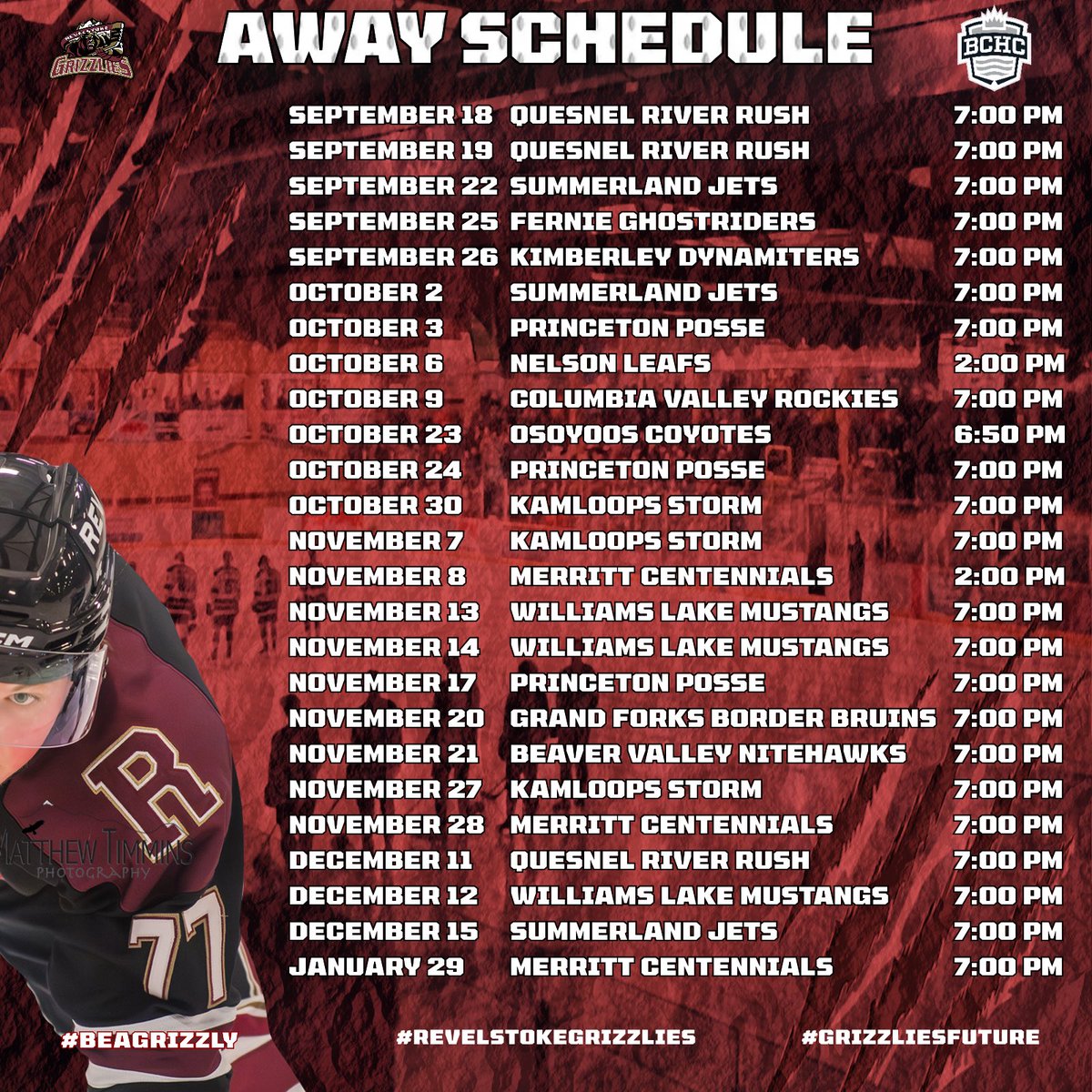 RevelstokeGriz1's tweet photo. 🚨 AWAY SCHEDULE LOCKED IN 🚨
Now that we know exactly where “somewhere else” is, it’s time to pack the bags.
📍 13 cities on the map
🦁 One mission: bring the roar everywhere
Who's making the trip with us? 👇
#RevelstokeGrizzlies #RoadWarriors #BCHC https://t.co/dOqsaIqkzj