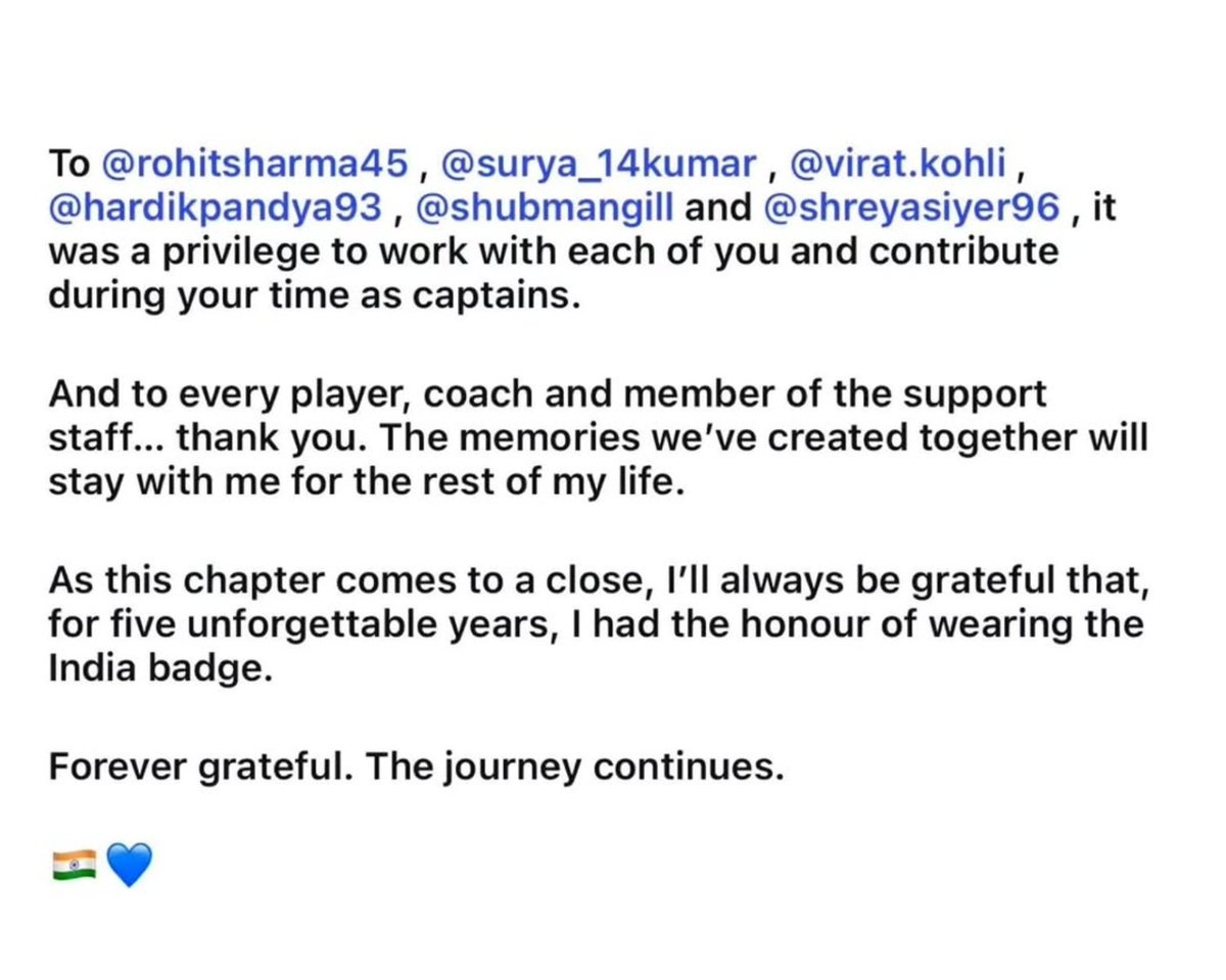 45Fan_Prathmesh's tweet photo. Rohit Sharma was the first name in T dilip’s emotional instagram post. 

Damn my guy has earned that respect 🫡 https://t.co/b0T9Ze76WZ