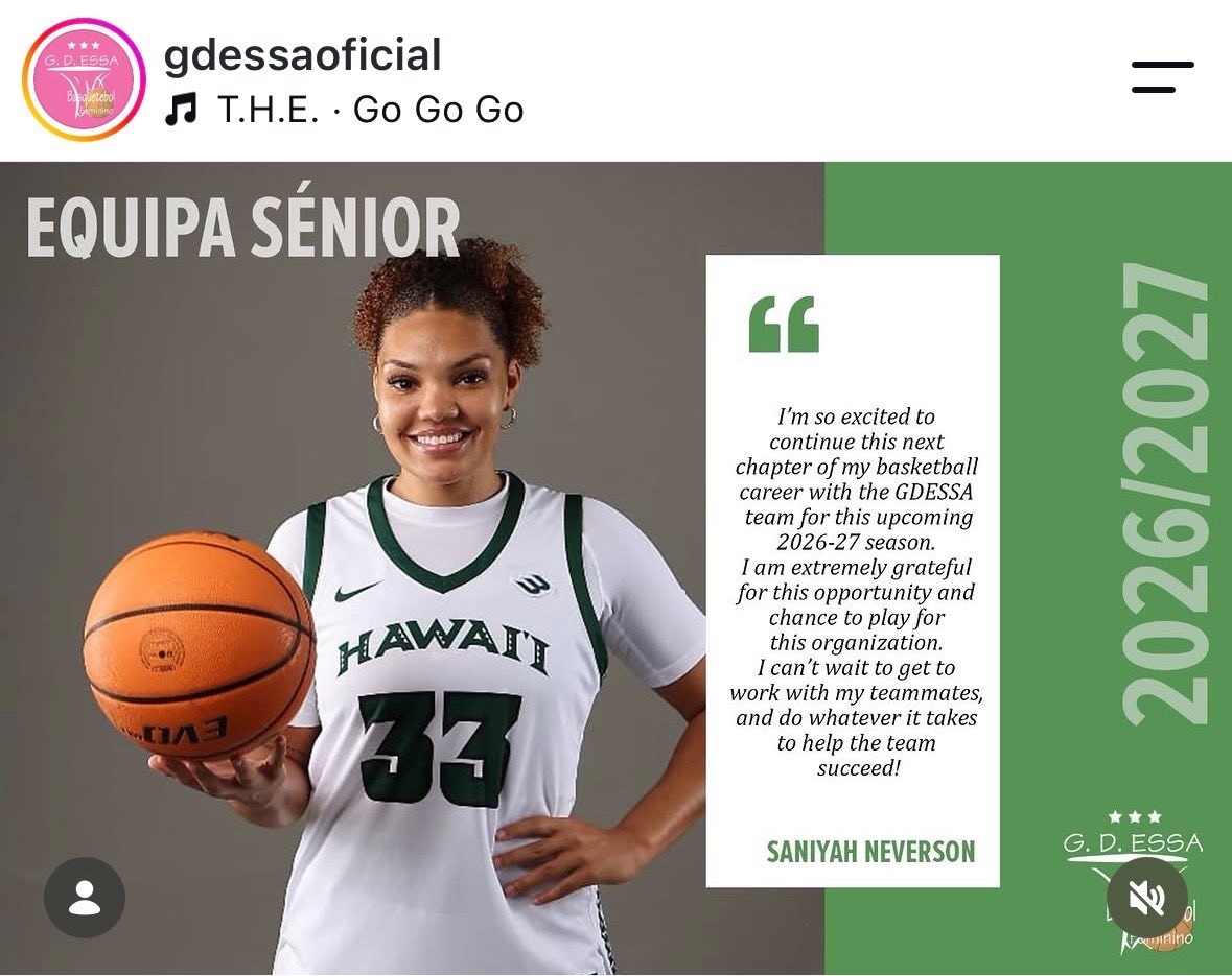 12brecht's tweet photo. Congratulations to former @HawaiiWBB F Saniyah Neverson on agreeing to a pro deal with @GdessaBarreiro ⬇️🏀✍🏼

Neverson was All-Big West 2nd Team in her lone season with Rainbow Wahine &amp; will team back up with Imani Perez in Portugal’s top professional league next year. https://t.co/a2ndeXgqHt