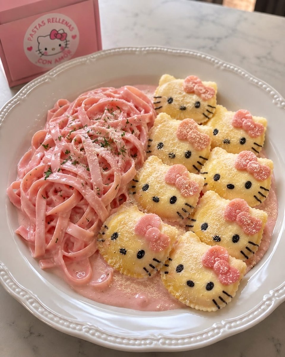 prtygal777's tweet photo. Cute Hello Kitty Pasta ≽^• ˕ • ྀི≼ https://t.co/dHM03JxC2M