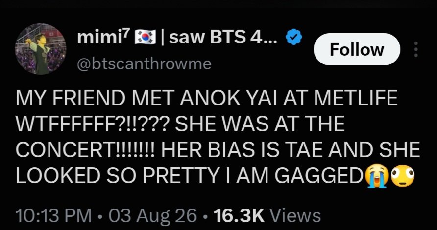 kookyun's tweet photo. Anok Yai (a supermodel) was at the BTS metlife concert and even livestreamed it omg https://t.co/kLiNJr8Wbg