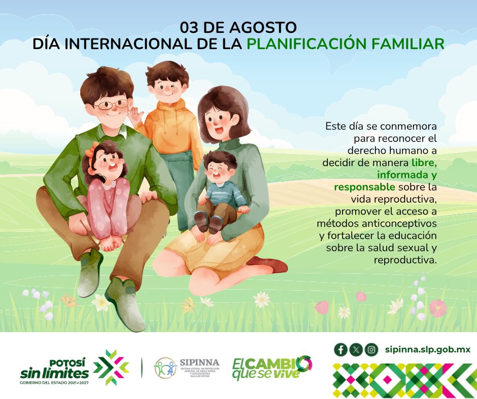 SipinnaSlp's tweet photo. El día de hoy, la Secretaría Ejecutiva del #SIPINNASLP conmemora el Día Internacional de la Planificación Familiar 🧑‍🧑‍🧒‍🧒✨

#DerechosdeNNA
#PotosíSinLímites
#ElCambioQueSeVive
#SIPINNASLP
#SomosSIPINNA #RicardoGallardo https://t.co/aedtun2oV5