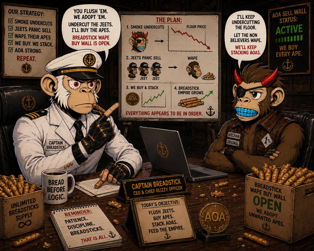 dudeman22_eth's tweet photo. Smoke flushes.
Jeets WAPE.
Buy wall catches.
Breadsticks exchanged.
Another ape joins the fleet.
Everything appears to be in order.
βπ
#ApesOnApe #CaptainBreadstick
#Jeets #WAPEtheApe https://t.co/rMSw4pHN4o
