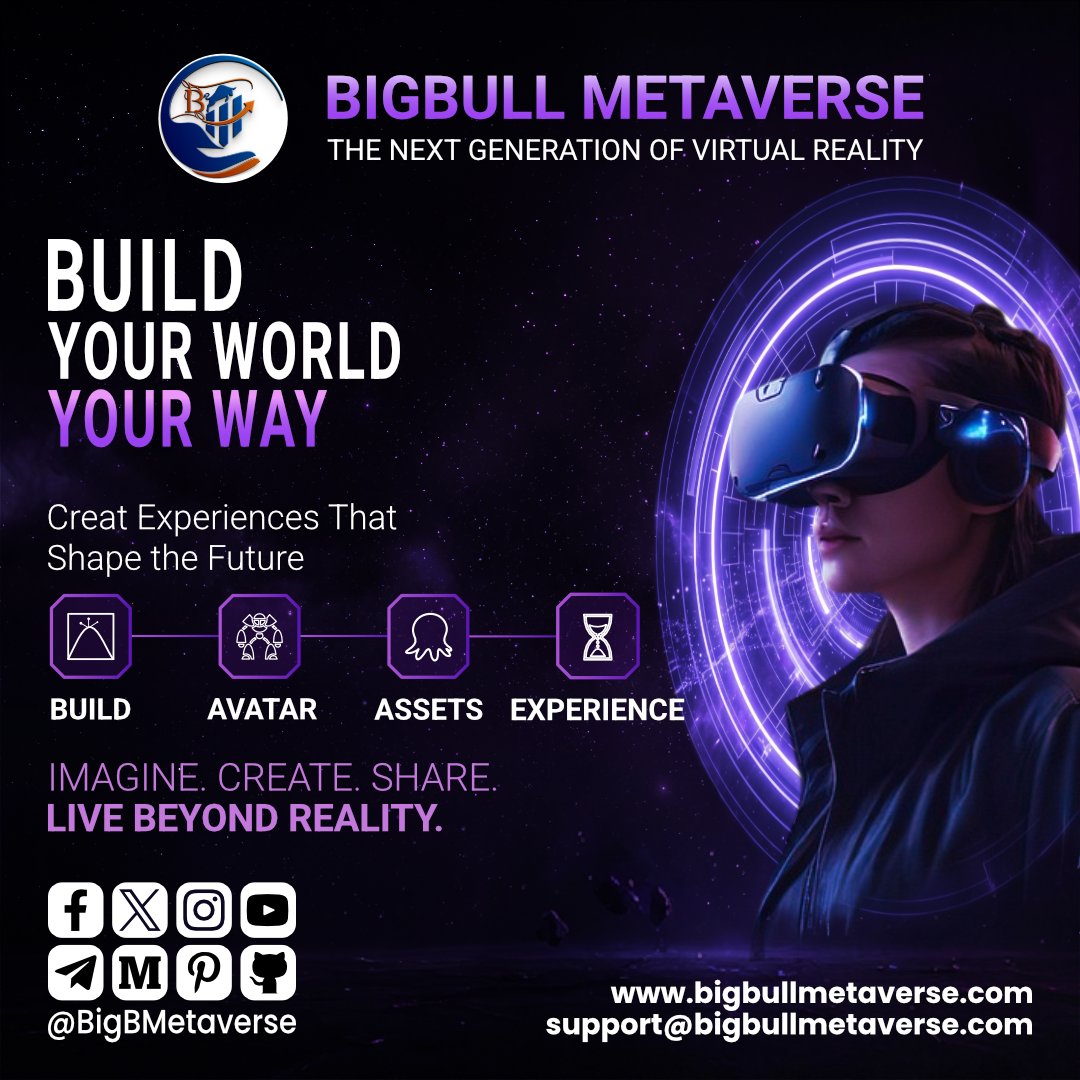 BigBMetaverse's tweet photo. 🚀 Build. Create. Share.
The future isn't just something you experience—it's something you create.
✨ Imagine. Create. Share. Live Beyond Reality.

🌍 https://t.co/IL9nFkc7oS

#BigBullMetaverse
#Metaverse
#VirtualReality
#VR
#Web3
#Blockchain
#DigitalWorld
#FutureTech
#Innovation https://t.co/5JEptqcsDF
