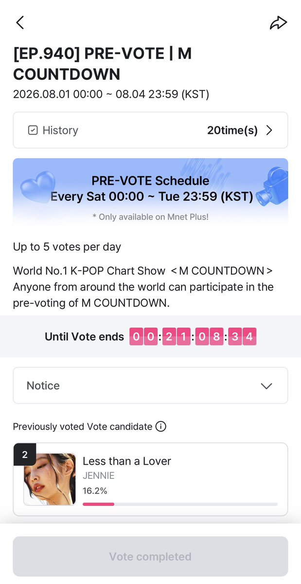NEWSJENNlE's tweet photo. 🔊 #MCOUNTDOWN PRE-VOTING EP. 940

📅 Deadline: Aug 4, 23:59 (KST)

— Vote for #JENNIE's "Less Than A Lover" now through the Mnet Plus app.

If you haven't voted yet, please take a moment to vote before the deadline! 🙏

🔗 Vote here: https://t.co/mwABaGb6B3 https://t.co/PO9O8xyGyy