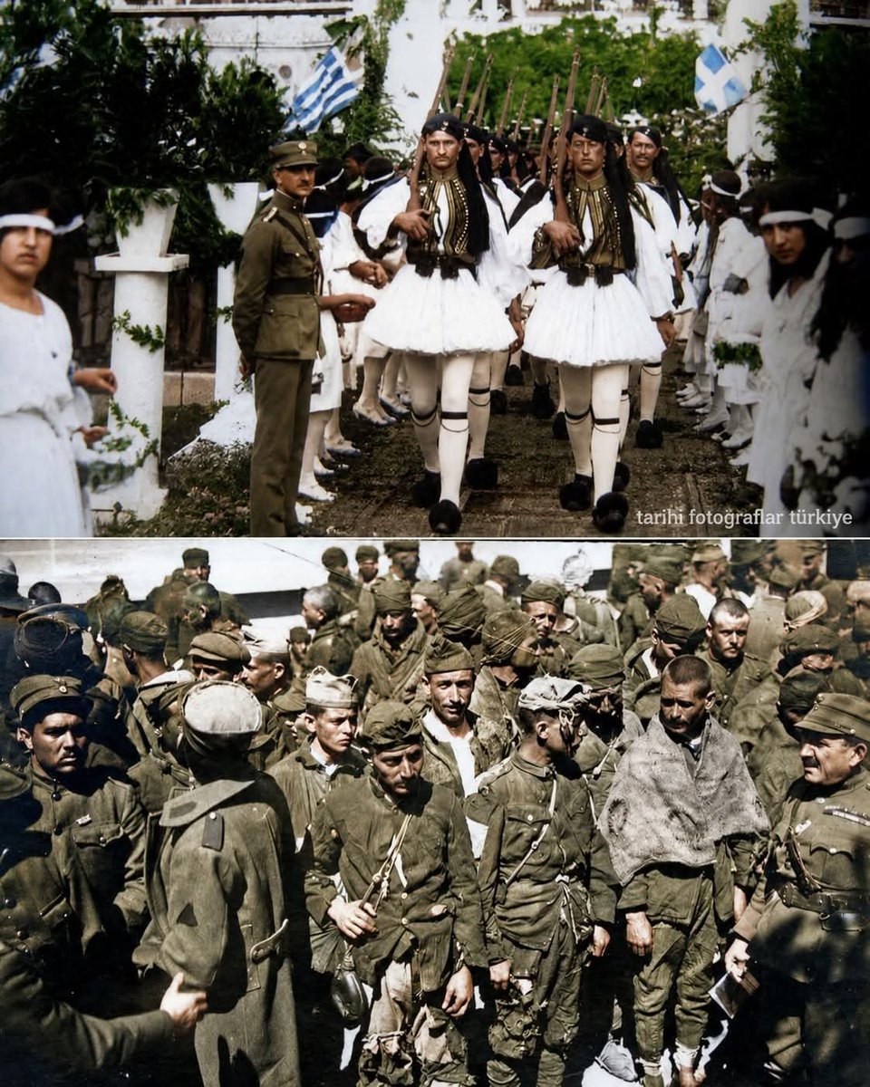 ColonelEsenboga's tweet photo. They thought they could wipe the Turks from Anatolia. Those who knew how to swim escaped by swimming. Those who couldn't were taken captive. Despite the cruelty they inflicted, we still treated them well. They came swaggering, and left with their heads bowed. 🇹🇷🐺🇹🇷 https://t.co/3hsxW9voRv