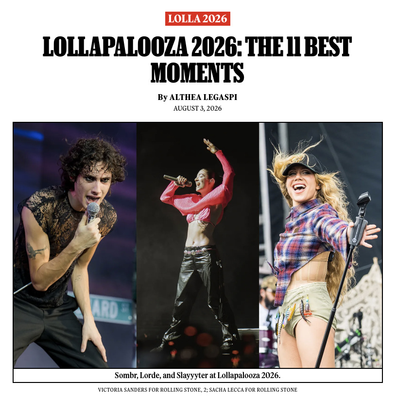 RollingStone's tweet photo. From the debut of the first all-Filipino group to play the Chicago fest to Slayyyter's ascension to the main stage. 

Here are 11 of the best moments and sets from Lollapalooza 2026.

🎤 https://t.co/76l2pX1Oc4 https://t.co/r9YBEGcHss