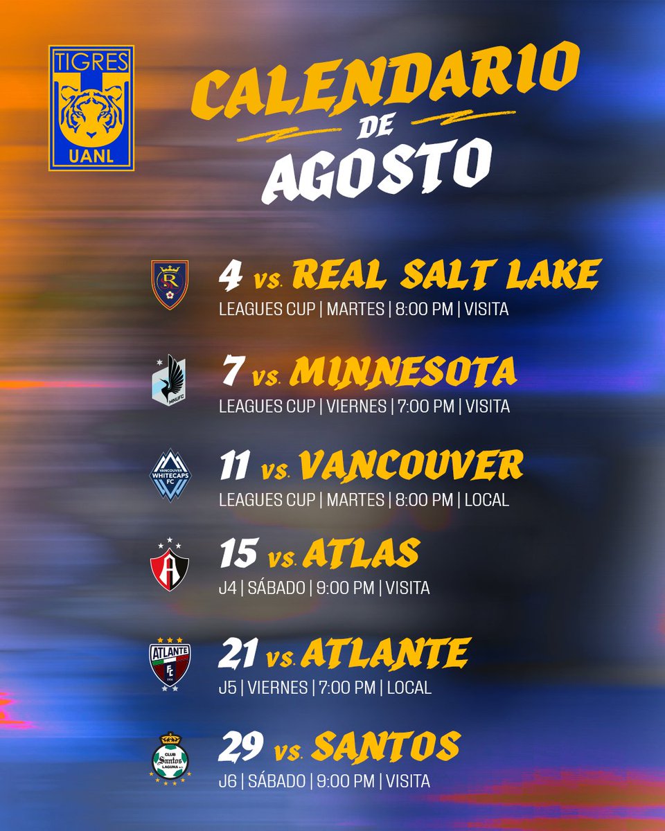 TigresOficial's tweet photo. 📆 𝐋𝐚 𝐚𝐠𝐞𝐧𝐝𝐚 𝐝𝐞 𝐋𝐚 𝐔 | 𝐀𝐠𝐨𝐬𝐭𝐨 https://t.co/7hJNDSH21d