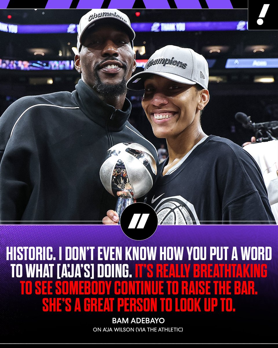 YahooSports's tweet photo. Bam is in awe of A’ja Wilson’s greatness ❤️ https://t.co/ZIafqW5nTz