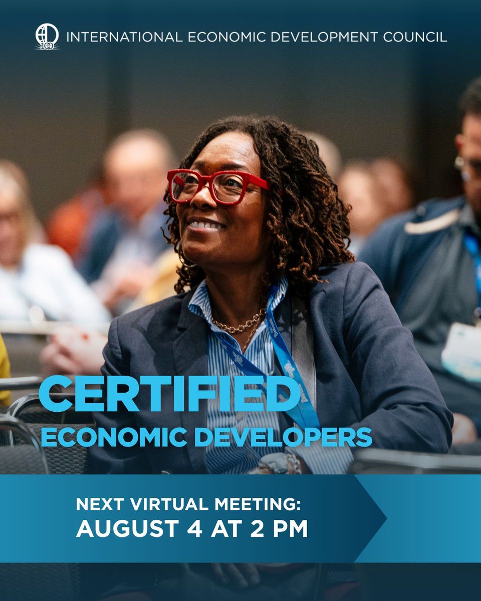 IEDCtweets's tweet photo. Calling all CEcDs! 📣 Join the next CEcD Affinity Group meeting on Tuesday, August 4 at 2 PM ET.
Register: https://t.co/UAHLsNkQa0
#CEcD #EconDev https://t.co/gIhMgolO1D