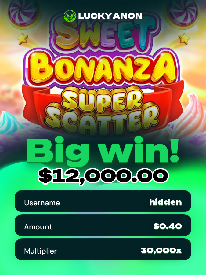 Luckyanoncom's tweet photo. 🚀A player on Lucky Anon just won big on Sweet Bonanza Super Scatter with a 30,000x multiplier🚀

$0.40 -> $12,000.00!🎉

To celebrate we're giving away 2,5 SUI to 5 Lucky Players

To redeem share the code with support on live chat.

*must have wagered $5,500 in past 7 days https://t.co/rh7pprZiuP