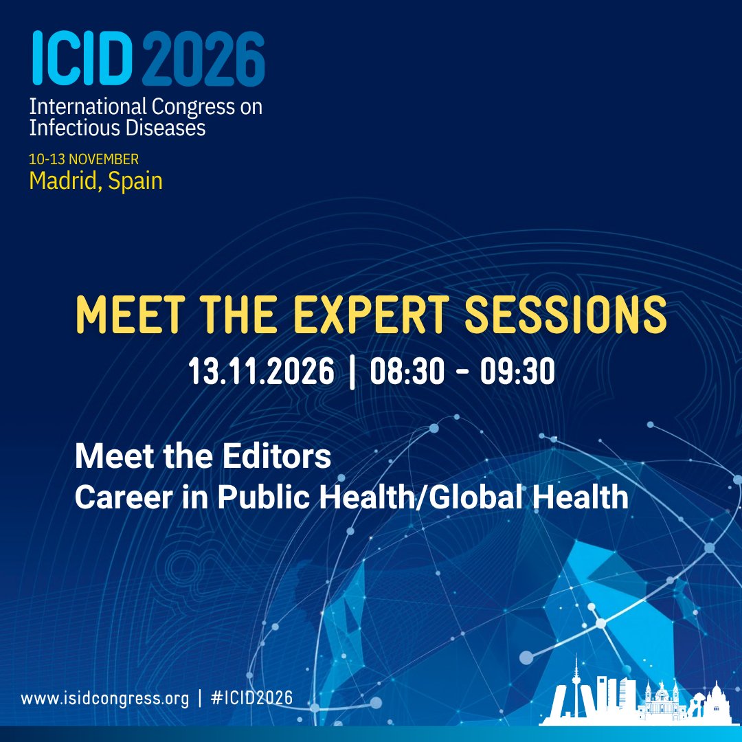 ISID_org's tweet photo. ๐ก Meet the Experts at #ICID2026 | Day 3
Meet the #IJID journal editors, explore careers in public and global health, and engage directly with experts in an interactive setting!
โก๏ธ Explore the programme: https://t.co/hXBq7dTp9Q
#ISID #ScientificPublishing #Research https://t.co/bGkKdbkFBb