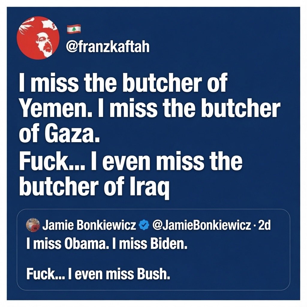 ProudSocialist's tweet photo. This is how you respond when someone says they miss Obama, Biden, and Bush. https://t.co/xNenQvUYKD