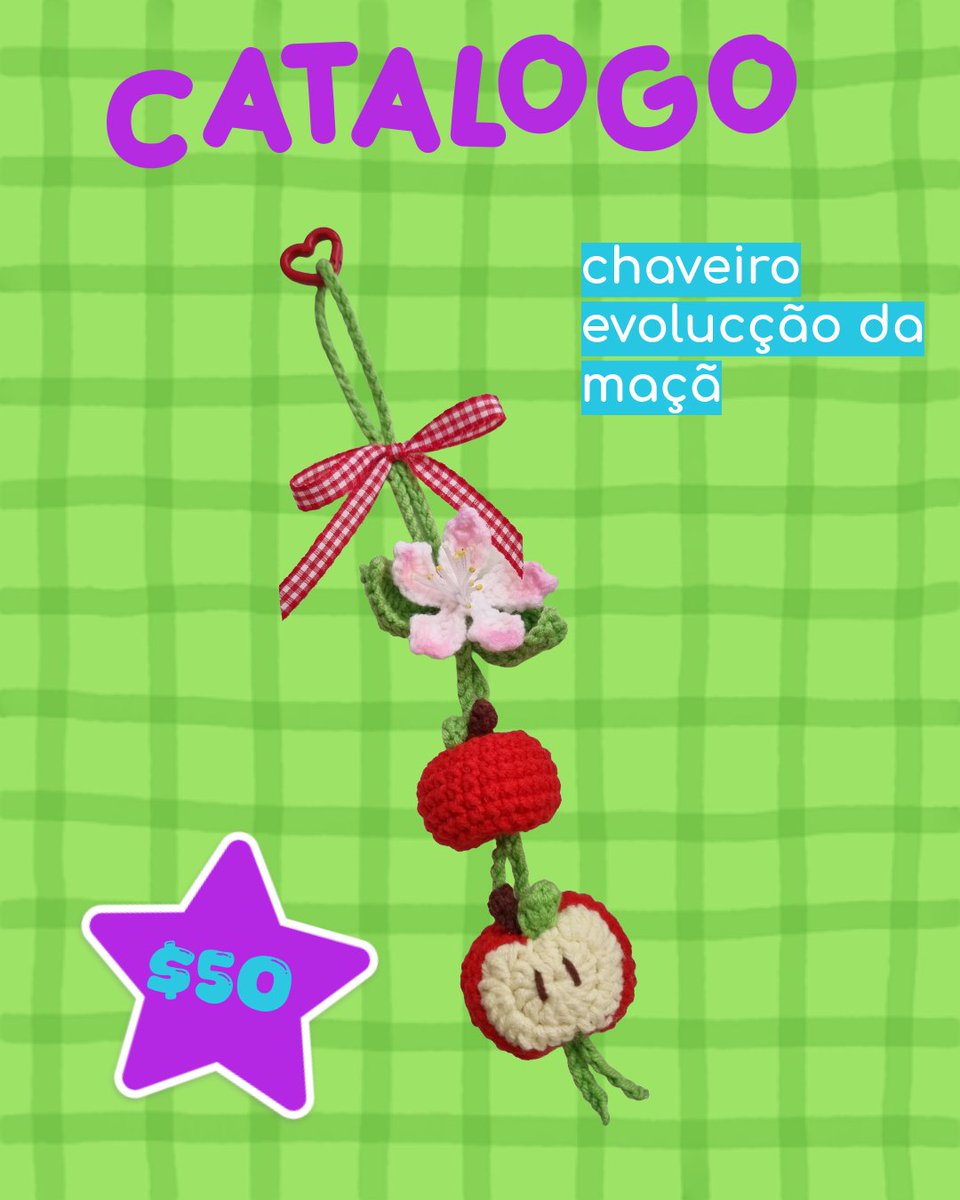 ninacrochezin's tweet photo. o catálogo de itens de maçã sendo o maior da loja e ainda falta coisa pq eu nunca lembro de tirar foto do scrunchie https://t.co/OUeAep2mYS